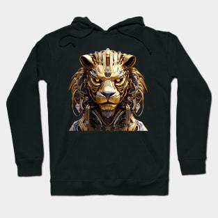 Metallic Majesty - Cyberpunk Lion Robot Hoodie